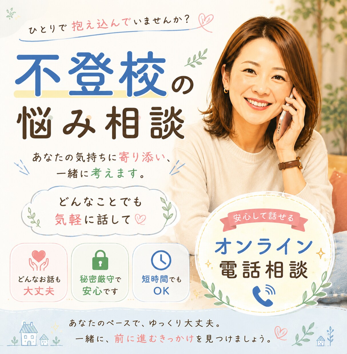 不登校のお悩み　カウンセラーが聞きます 喜 怒 哀 楽。今宵もあなたのこころに寄り添います。 イメージ1