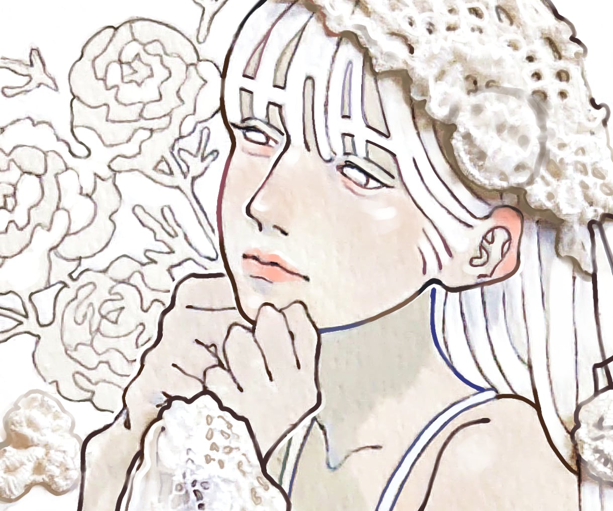 レース生地を貼り付けて絵を描きます 白い乙女心を飾る。お部屋をもっと好きな場所に。 イメージ1