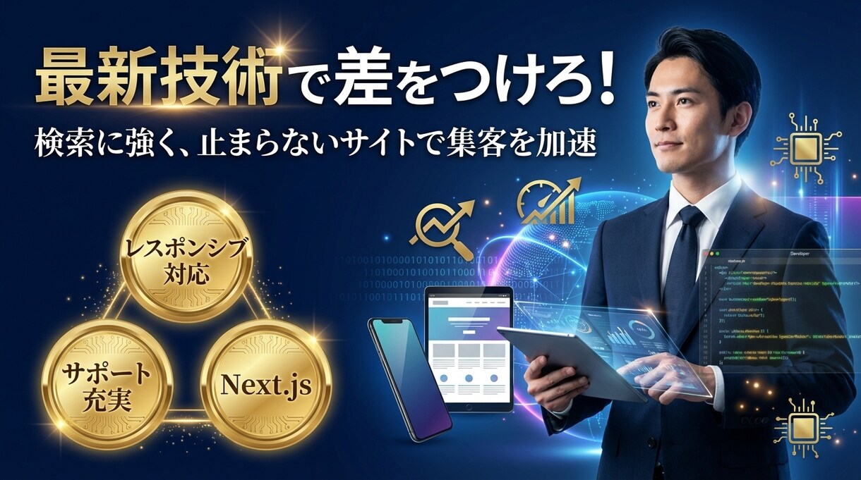 最新技術で集客を加速させるWebサイトを創ります 検索に強く、止まらない。Next採用の次世代集客サイトを構築 イメージ1