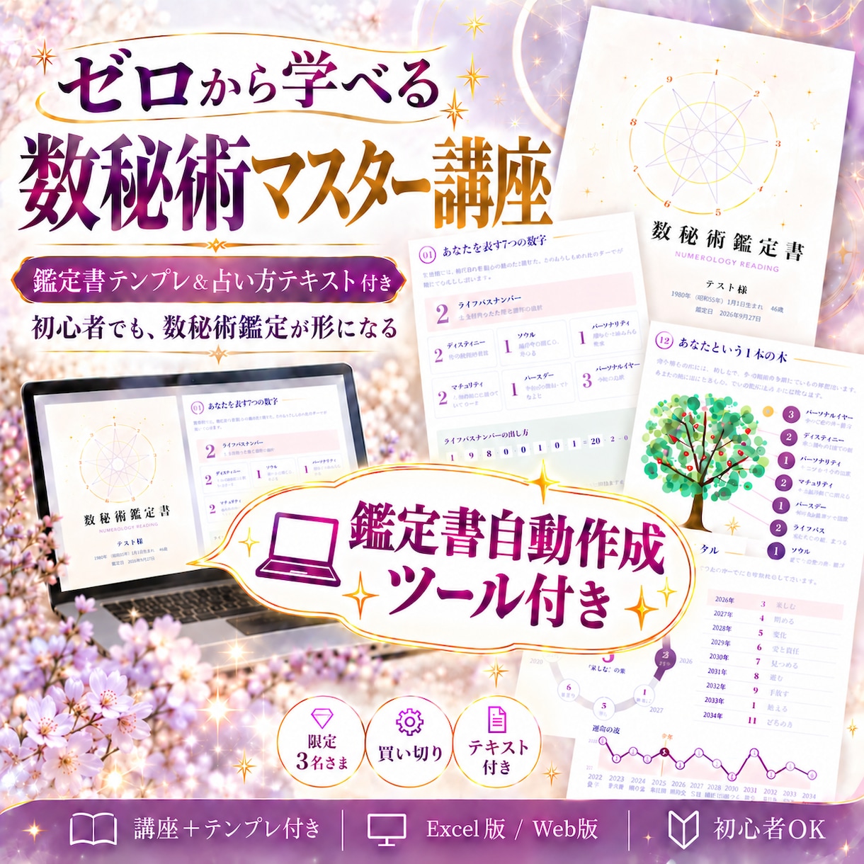 数秘術完全マスター講座提供します 数秘術テキスト＋自動鑑定ツール付き イメージ1