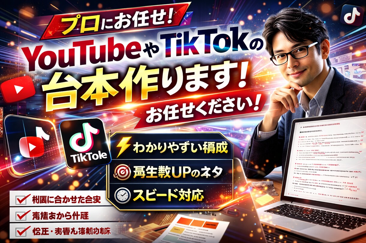 YouTube TikTokの台本を作成します 視聴者層に向けて色々なアプローチができます イメージ1