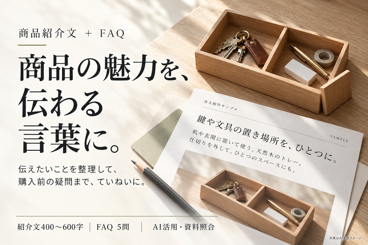 商品紹介文とよくある質問5問を作ります 商品の特徴を、初めて買う人に伝わる説明へ イメージ1