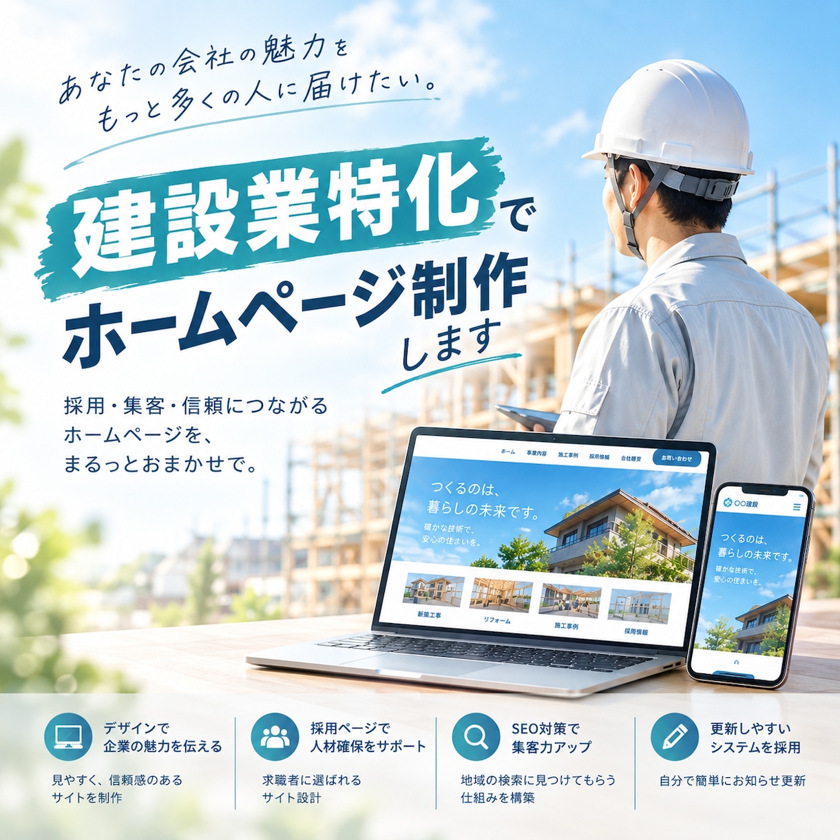 丸っとおまかせ！建設業、工務店のHP制作します 【求人ページ可】建設業、工務店、不動産業、中小企業、製造業 イメージ1