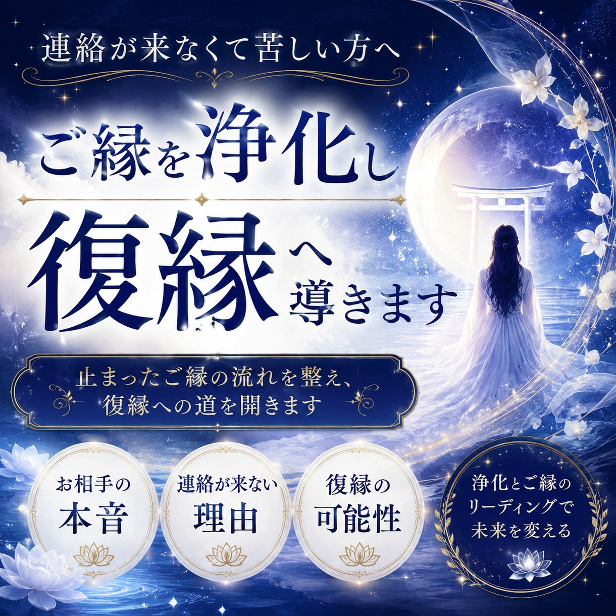 連絡が来なくて苦しい｜ご縁を浄化し復縁へ導きます 連絡の可能性・今あなたが取るべき行動をお伝えします イメージ1