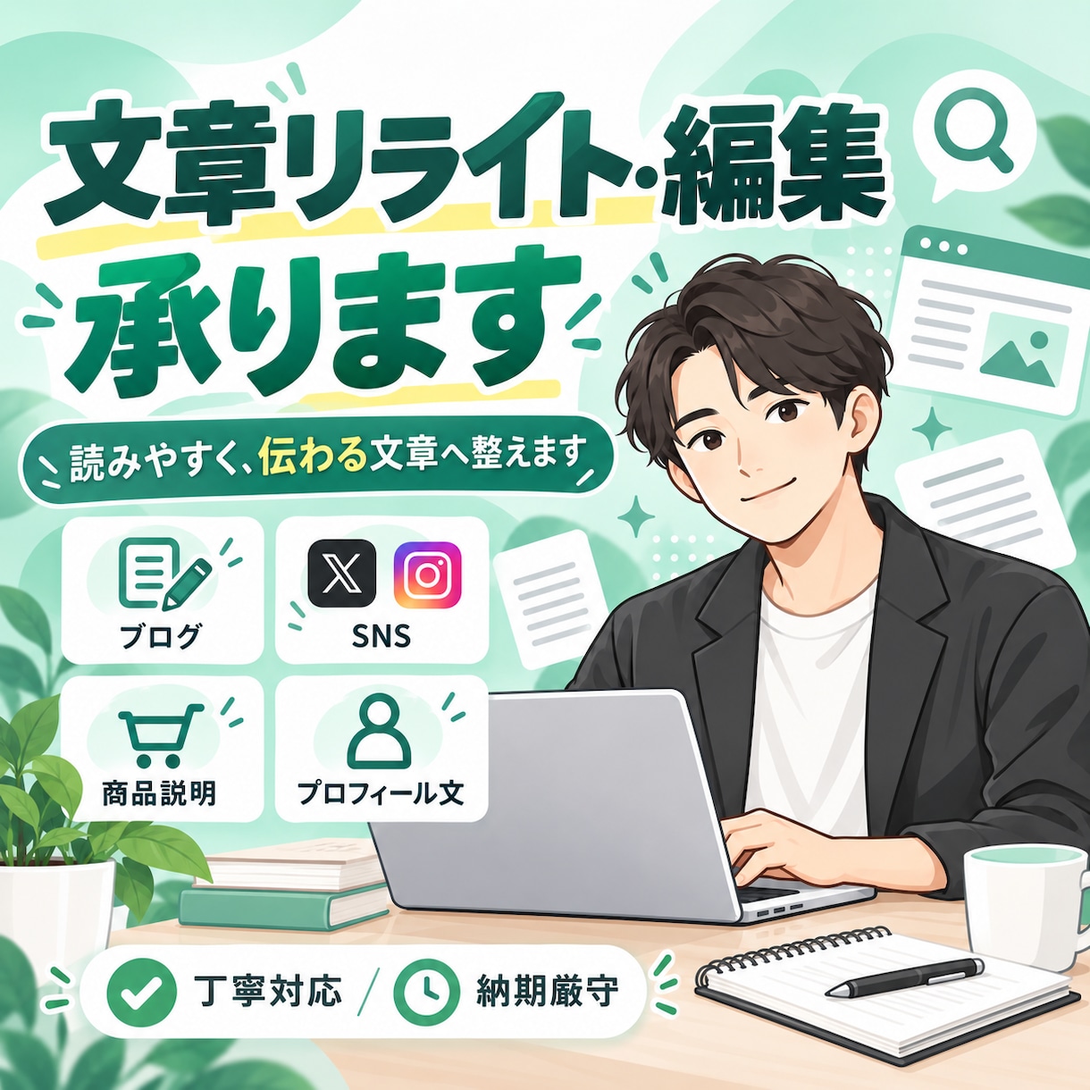 文章を自然で読みやすく整えます ブログ・SNS・商品説明文まで丁寧にリライト イメージ1