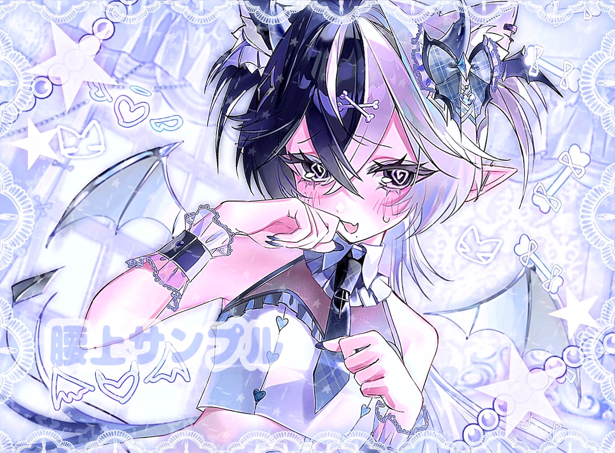 キラキラ個性的☆めろ可愛いイラスト描きます 商用利用可／アイコン／MV／歌ってみた／グッズ制作 等 イメージ1