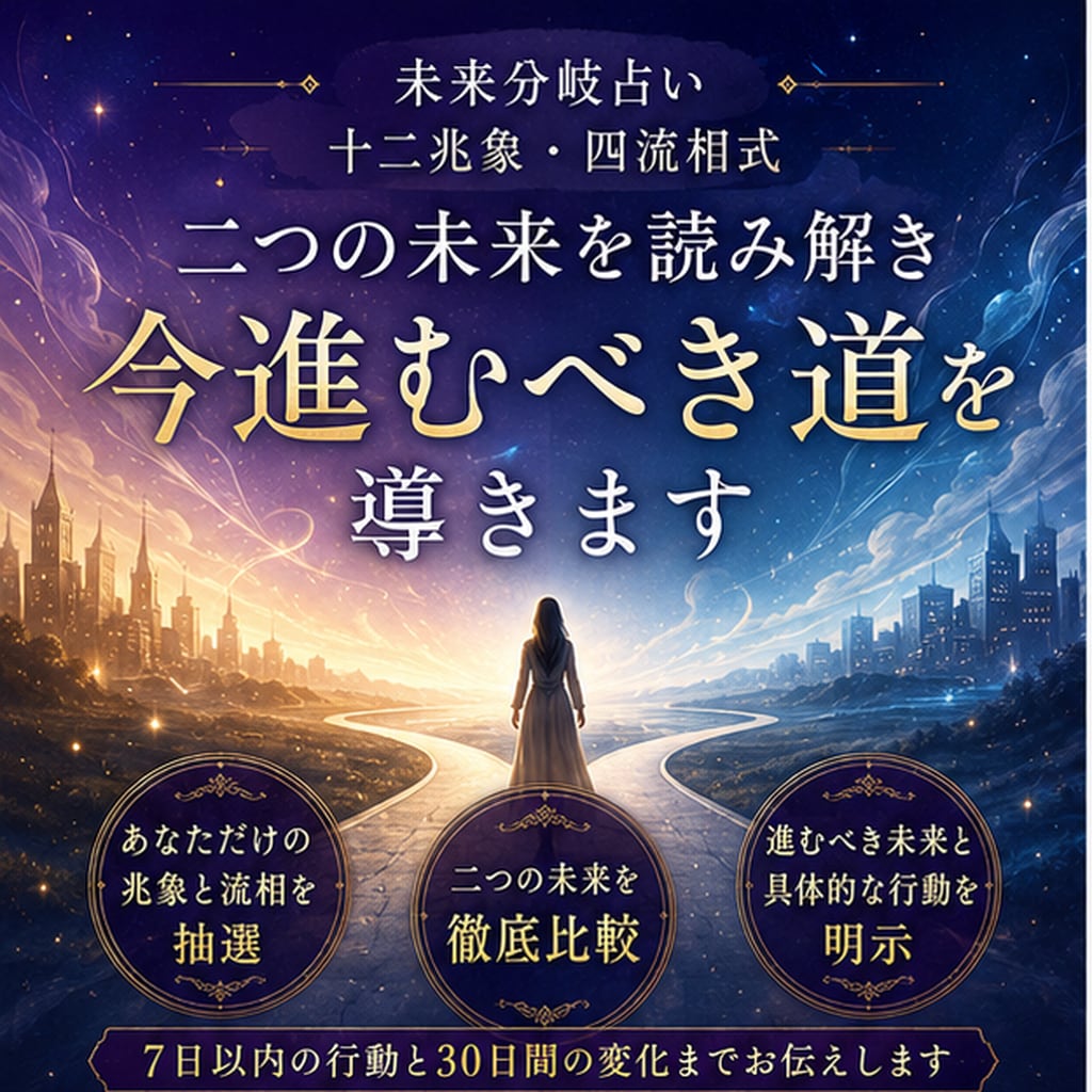 迷う二つの未来を比較し選ぶべき道を鑑定します 迷いを終わらせ、今進むべき未来を導きます イメージ1