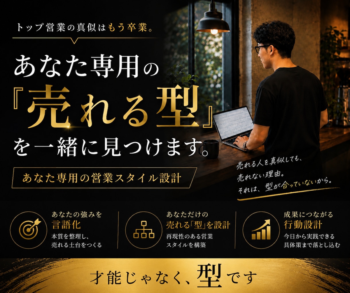 あなた専用の『売れる型』を一緒に見つけます トップ営業の真似はもう卒業。あなた専用の営業スタイル設計 イメージ1