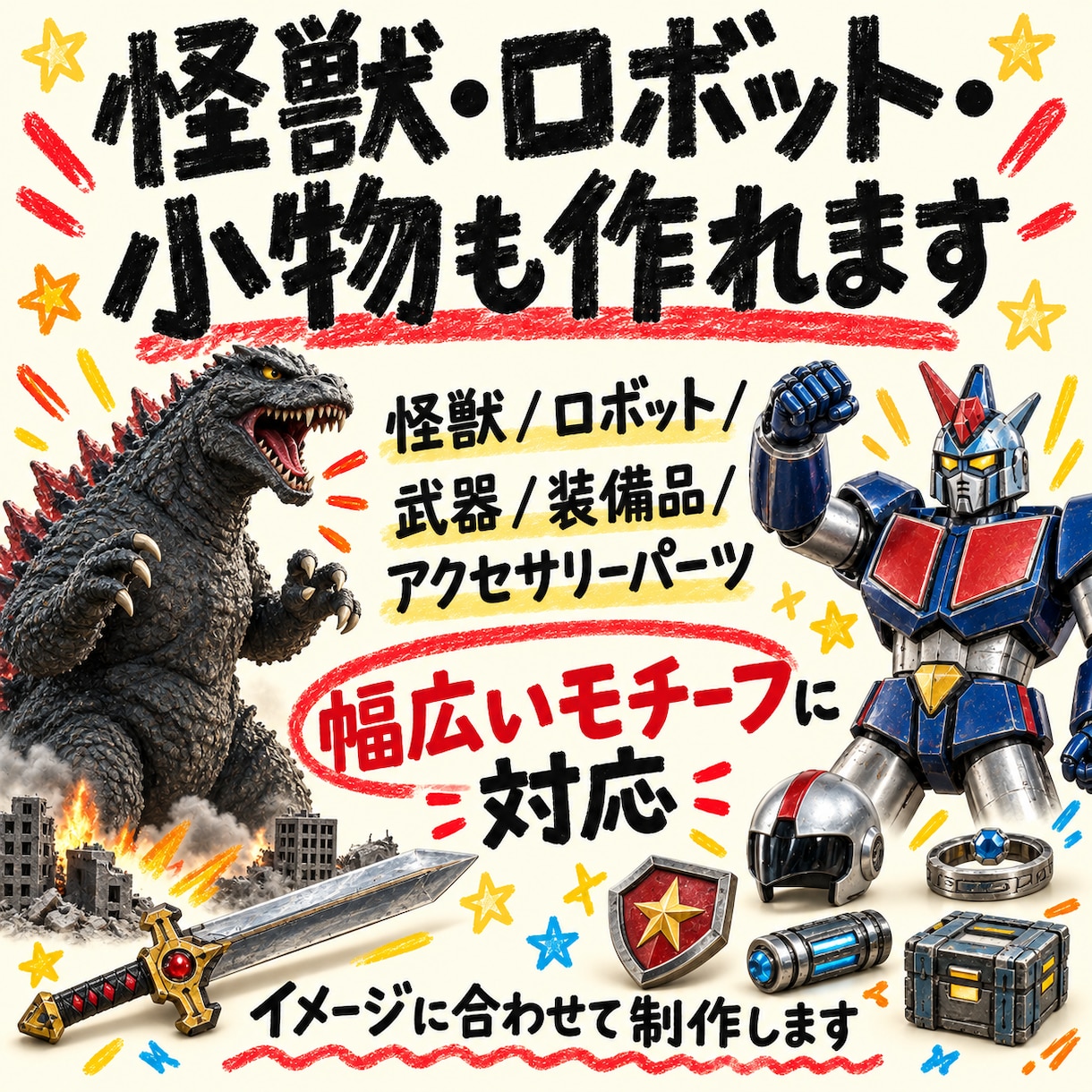 イラストから3Dプリント用データを制作します キャラクター・怪獣・ロボットも対応！ラフや写真から可能！ イメージ7