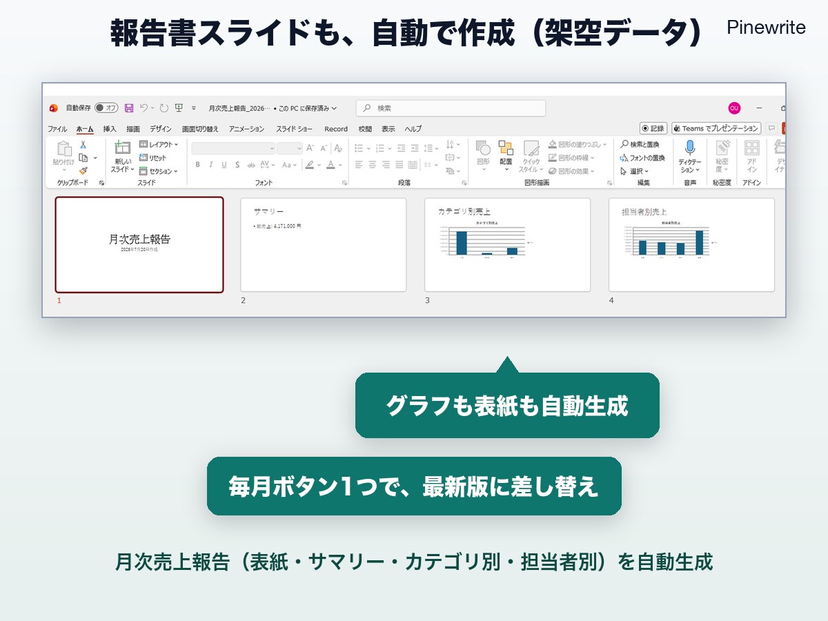 Excelマクロで毎月の集計と報告書を自動化します 半日がかりの集計と報告書、ボタン1つで完成。帳票そのまま イメージ5
