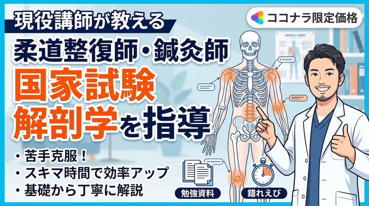 現役講師が教える柔道整復師・解剖学を指導します 現役の鍼灸・柔道整復師講師が指導する解剖学 イメージ1