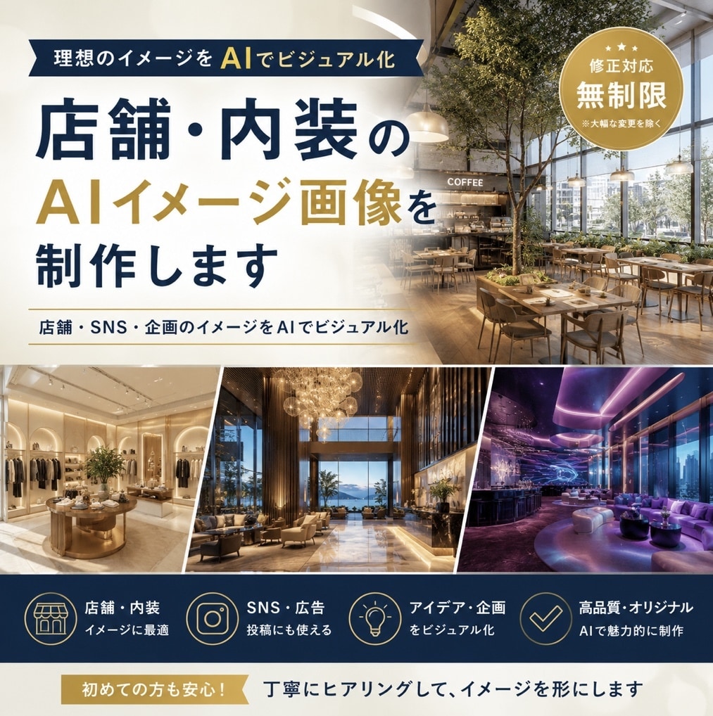 店舗・ホテル・内装などをAI画像にて制作します 店舗・SNS・企画のイメージをAIでビジュアル化 イメージ2