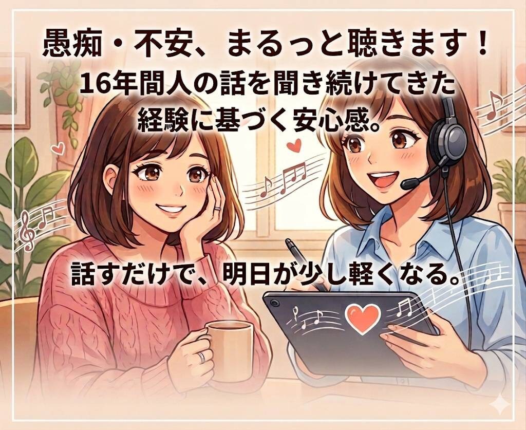 1分でもOK！溜まった毒を吐き出すお手伝いをします ただ話すだけで心が軽くなる時間を提供します！ イメージ1