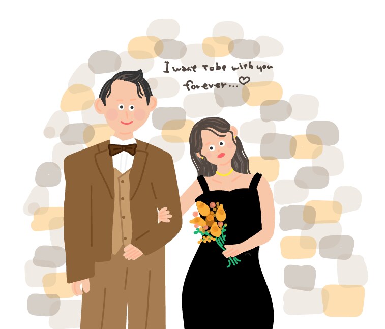 海外風タッチ♡お洒落なウェディングイラスト描きます 結婚式用、プレゼント用でも･:*+. イメージ1
