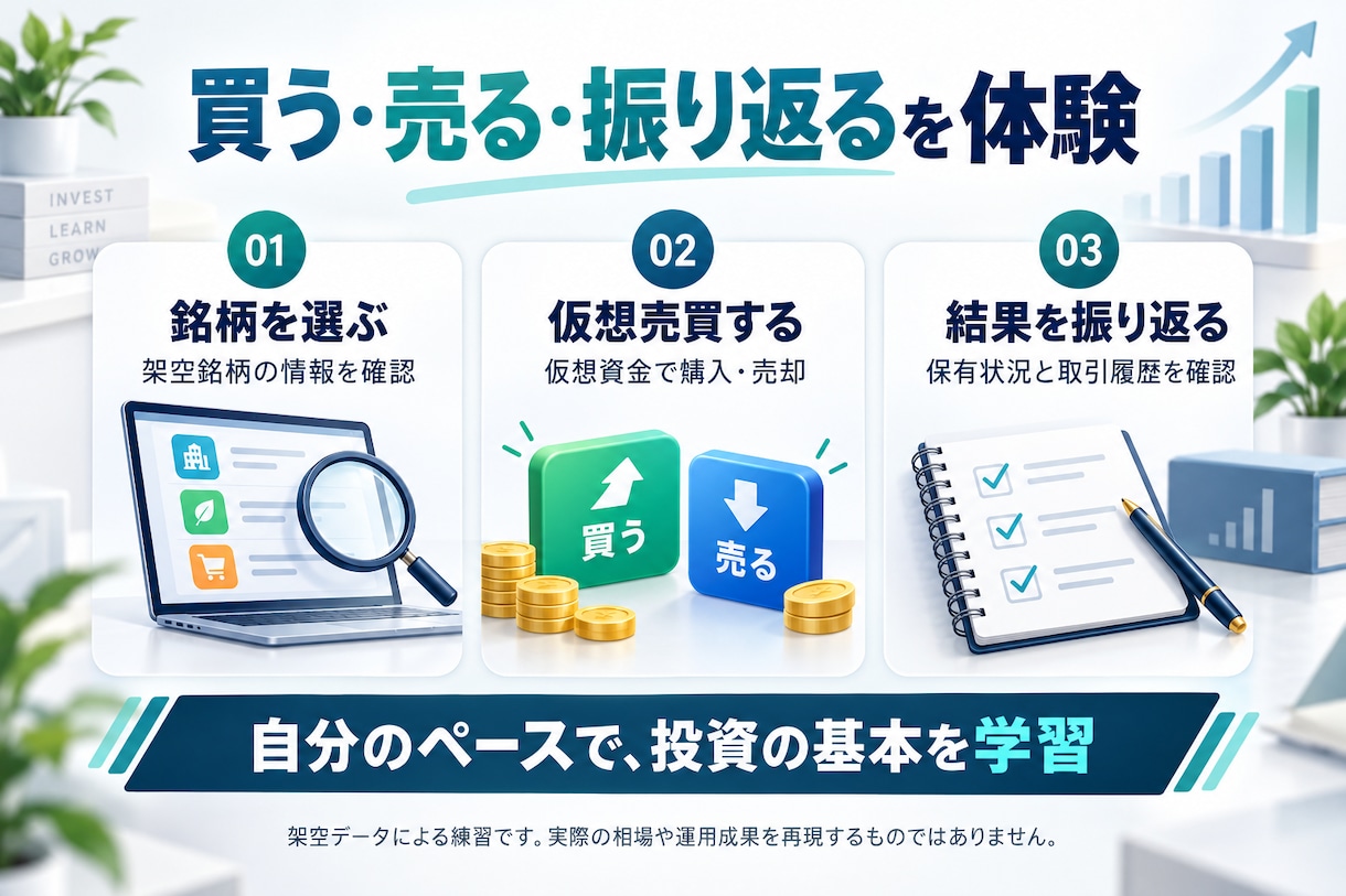 株式投資の仮想売買シミュレーターを提供します 架空データで株式投資の基本を楽しく練習 イメージ6