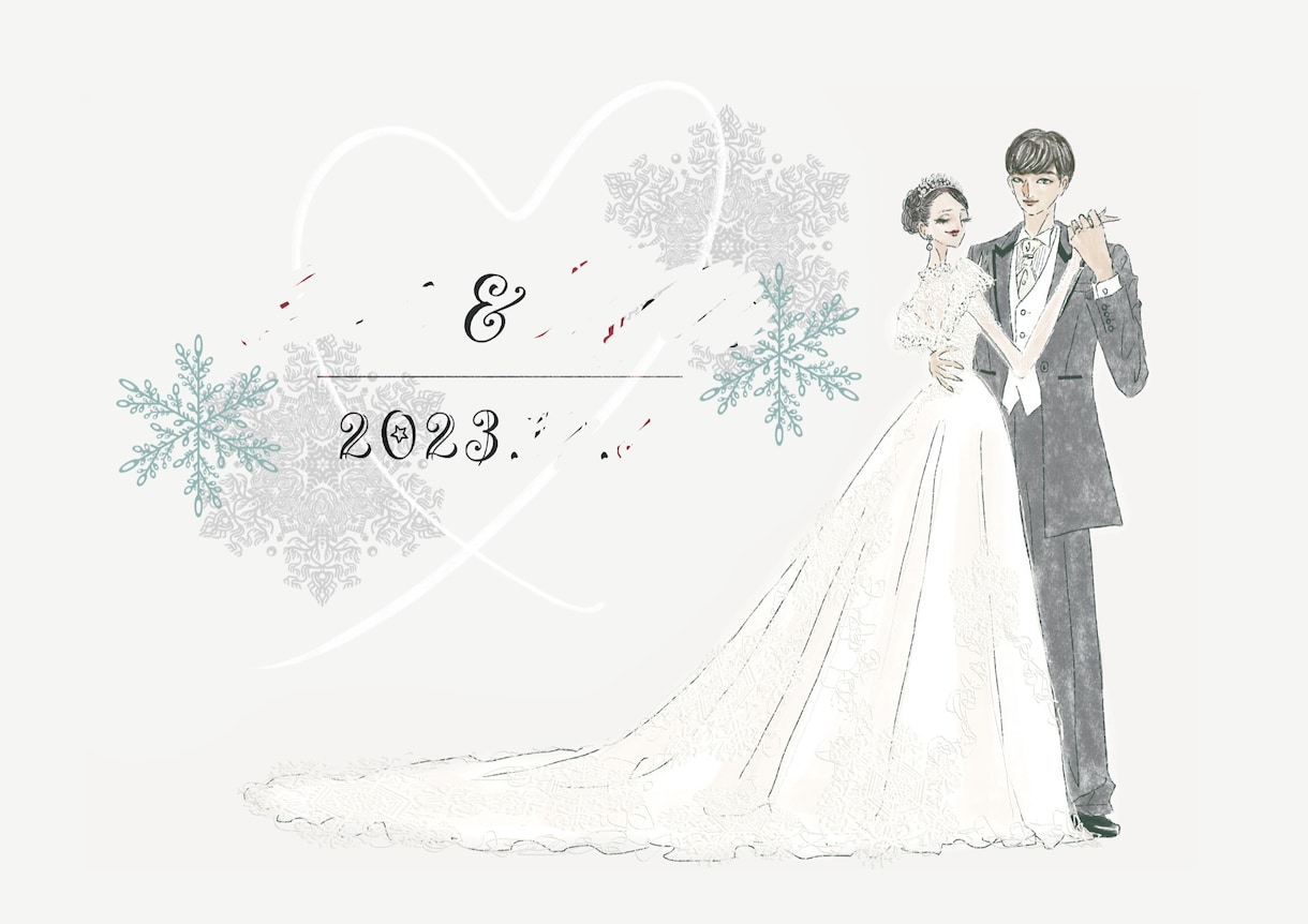 お洒落なウェルカムボード用イラストを描きます ファッションイラスト&デザインでこだわりの結婚式を彩ります イメージ1