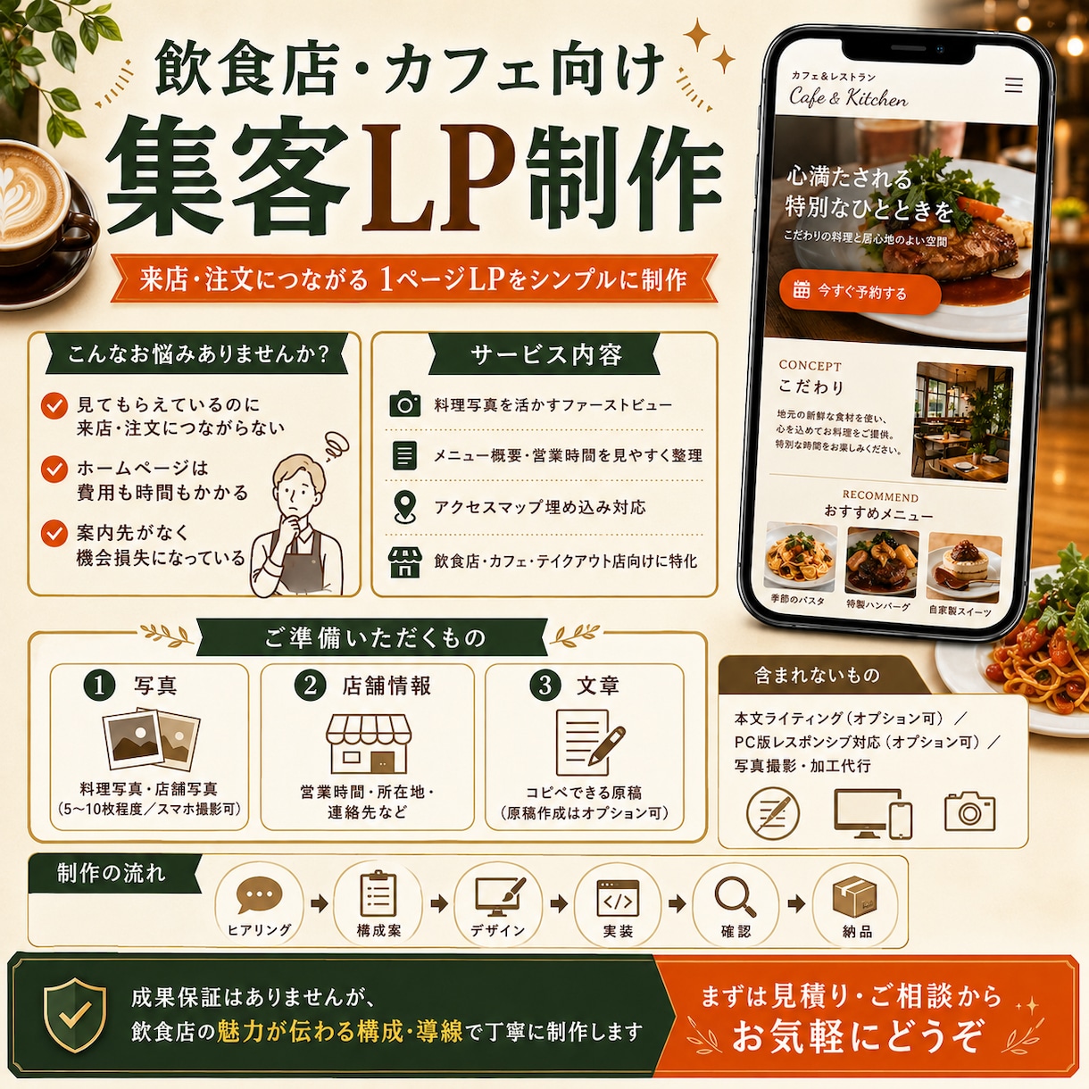 6月末限定｜飲食店・カフェ向け集客LPを制作します 飲食店特化｜写真・MAP対応・6月末まで20,000円 イメージ2