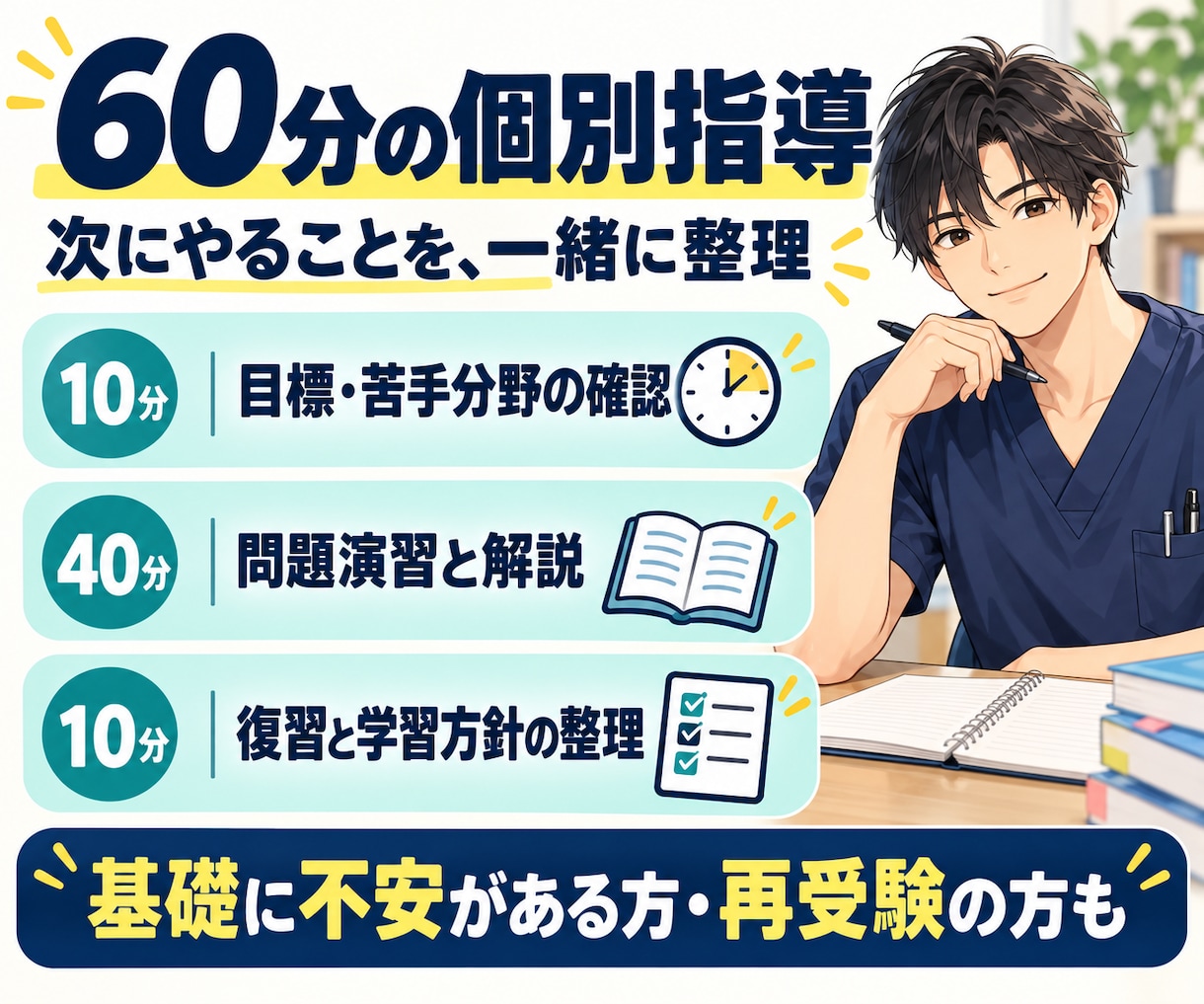 看護師国家試験の必修・一般・状況設定を解説します 臨床経験10年以上の看護師が根拠を押さえて個別指導 イメージ3