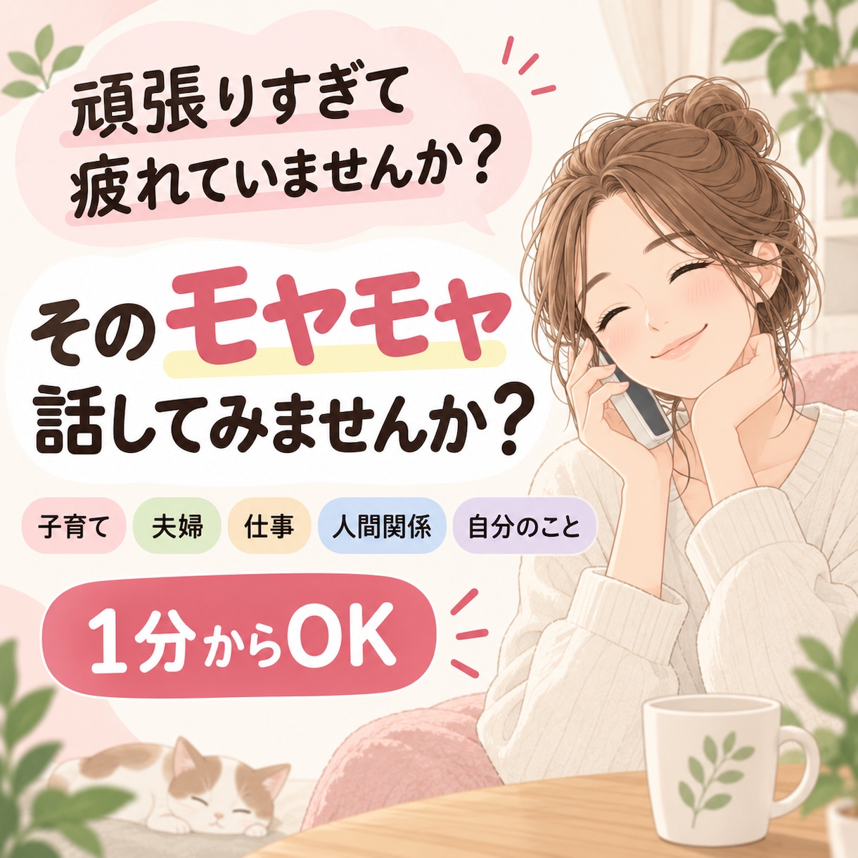 40代で出産ママの育児疲れを40代3児母が聞きます ワンオペ・イライラ・誰にも言えない愚痴もOK イメージ1