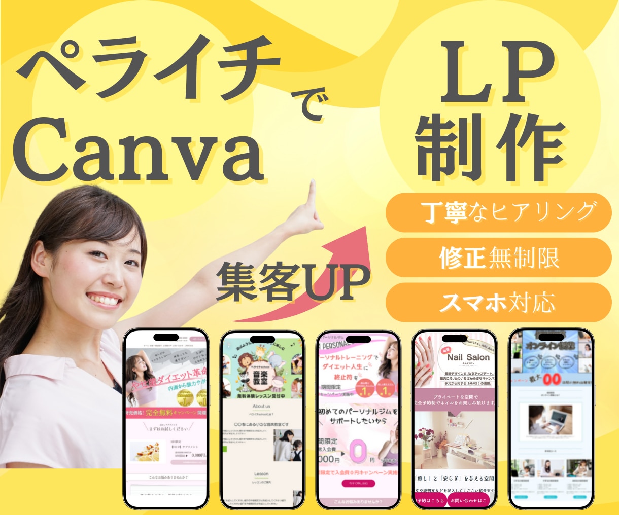 ペライチで売上UPに繋がるお洒落なLPを制作します 安心、丁寧な対応でニーズに合ったデザインで集客UP！ イメージ1