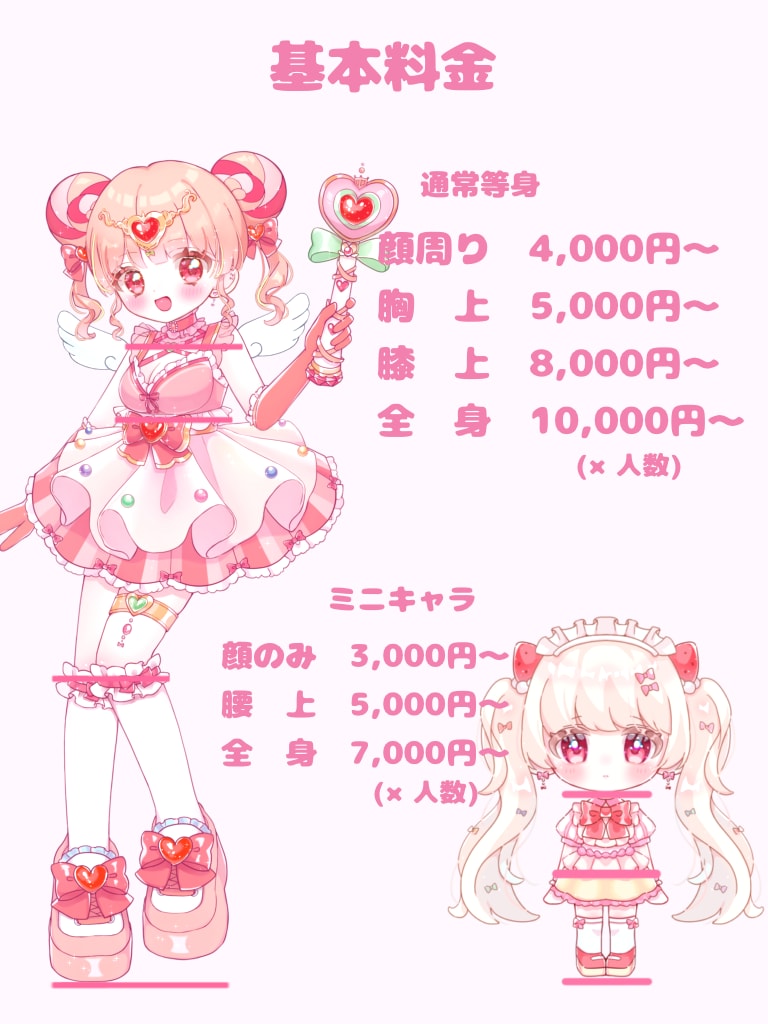 アイドル、配信者様向けの可愛いイラストを制作します 魔法少女、ロリータ、アイドル衣装、スイーツ系などが得意です イメージ5