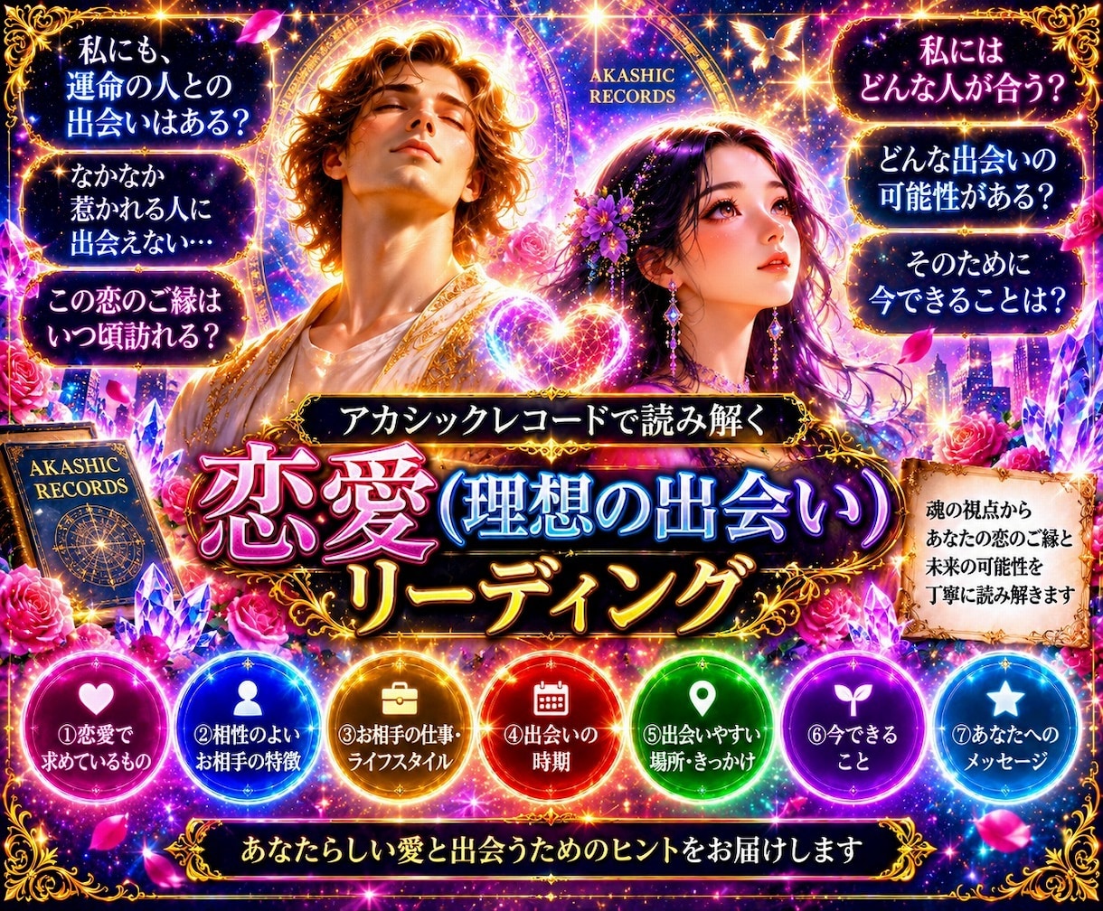 理想の相手との出会いをアカシックで読み解きます どんな人と出会う？相手の特徴・時期・ご縁を丁寧に即日鑑定 イメージ1