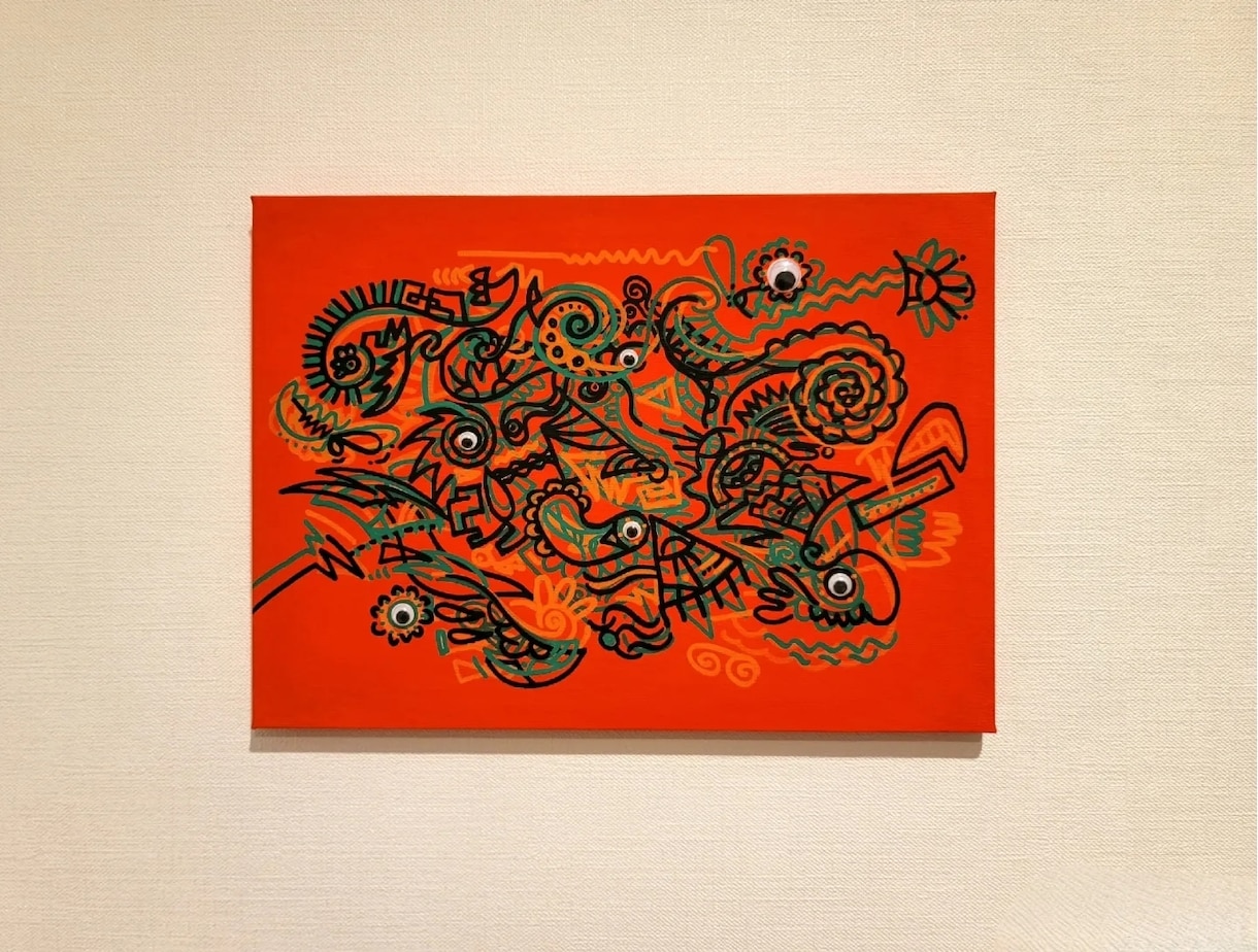 手描き！抽象ライン画を描きます 抽象画とラインアート、立体パーツの融合絵画を描きます！ イメージ2