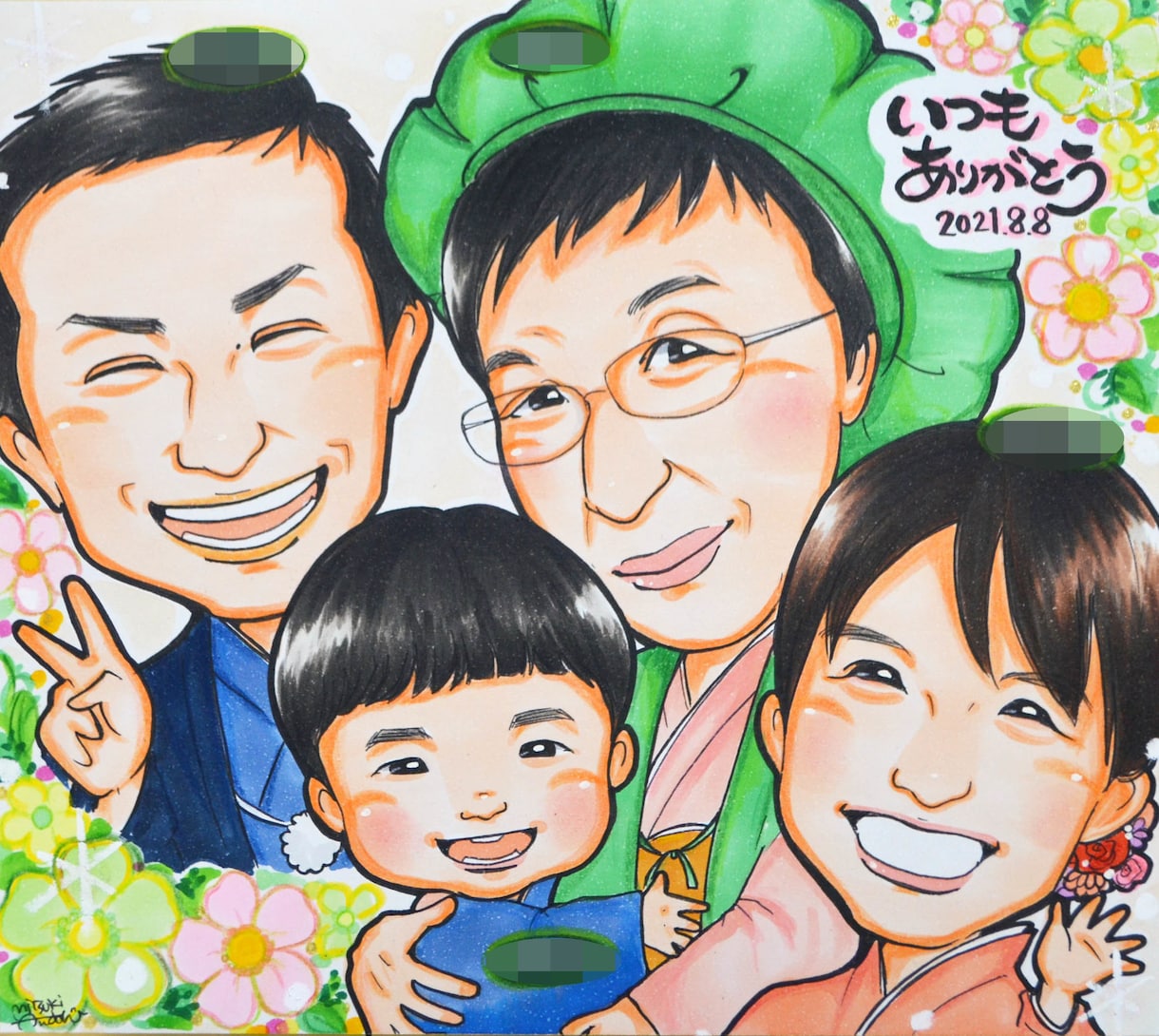 似顔絵★プロ似顔絵師が手描きで仕上げてお届けします 【送料無料】長寿のお祝いのプレゼントに！ イメージ7