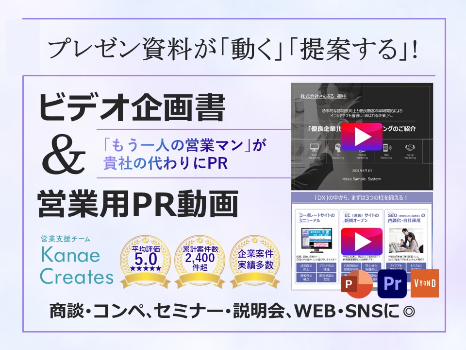 営業やPRに◎！プレゼン・パワポ資料を動画化します パワポ実績2,800件！動画企画書で訴求力と好感度を高める イメージ1