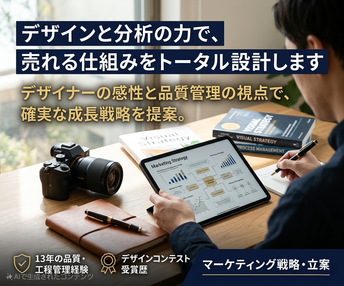 デザイン&分析力で売れる仕組みをトータル設計します デザイナーの感性と品質管理の視点で、確実な成長戦略を提案。 イメージ1