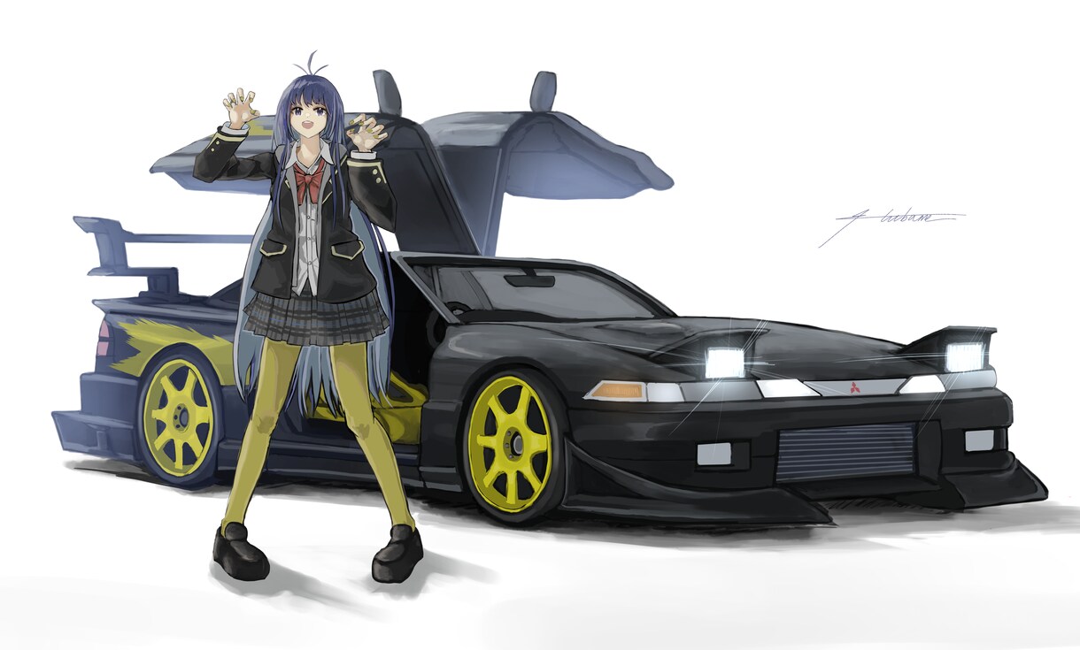 車とキャライラストの制作します カッコイイ車と かわいいキャラを1枚絵に！ イメージ5