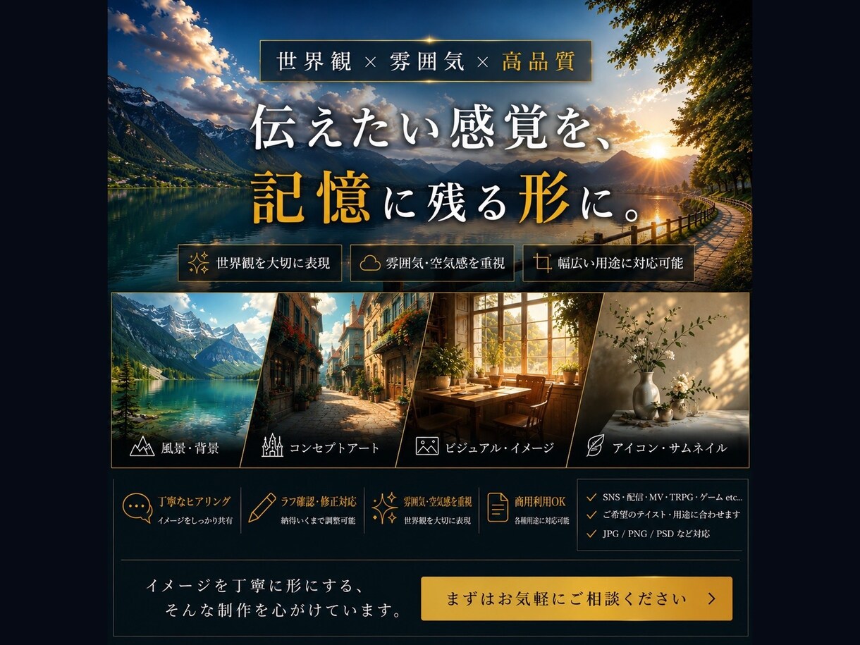 イメージを形に近づけます “伝えたい感覚”を、景色にします。 イメージ1