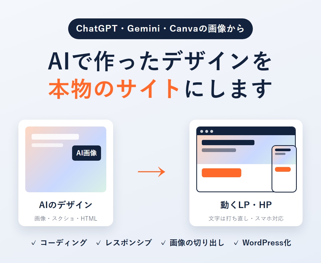 AIで作ったデザインを本物のサイトにします ChatGPT・Canvaの画像からLP・HPをコーディング イメージ1