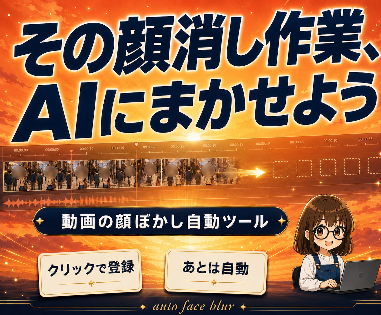 動画の顔ぼかし自動ツールを販売します 主役だけ残して通行人の顔を自動でぼかすWindowsソフト イメージ1