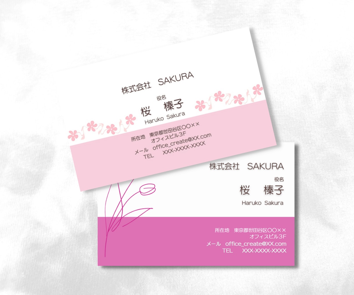 女性受け抜群！優しい印象のピンク名刺デザインします 繊細・上品・可愛い・素敵・柔らかいお人柄を表現☆印刷も対応！ イメージ4