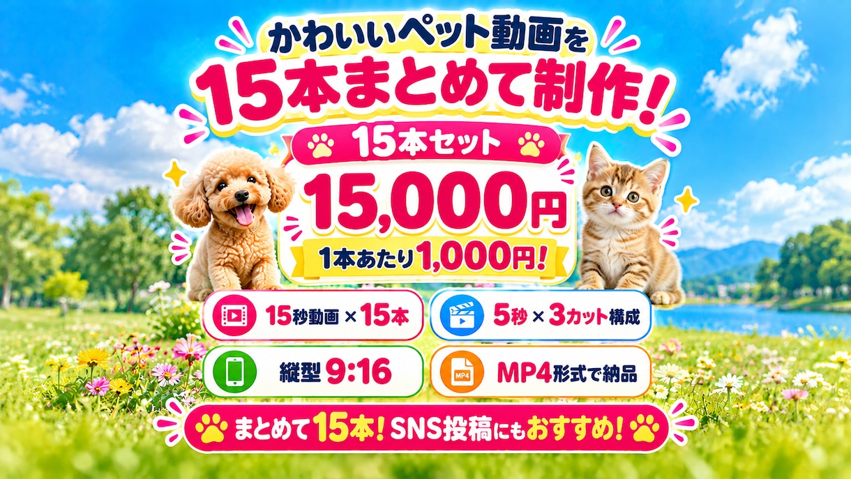 ペット写真1枚からAIリール動画15本作ります 写真1枚でOK！愛犬・愛猫がSNS動画の主役に イメージ7