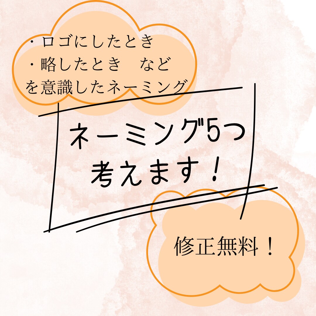 修正無料！5つの案（内容説明付）を考えます 店名、活動名、商品名、SNSアカウント名、グループ名など イメージ1