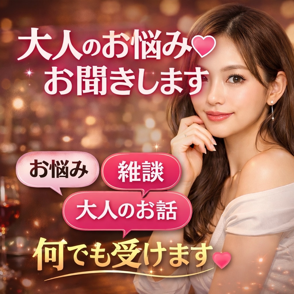 大人のお悩み♡お聞きします 恋愛,人間関係,性,雑談,飲み相手等なんでも受けます イメージ1