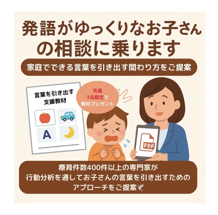 発語がゆっくりなお子さんの相談に乗ります 【療育500件超】家庭でできる言葉を引き出す関わり方をご提案 イメージ1