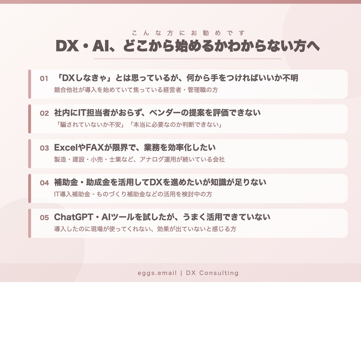 DX・AI導入を個別相談します 60分でロードマップまで丁寧に設計します イメージ2