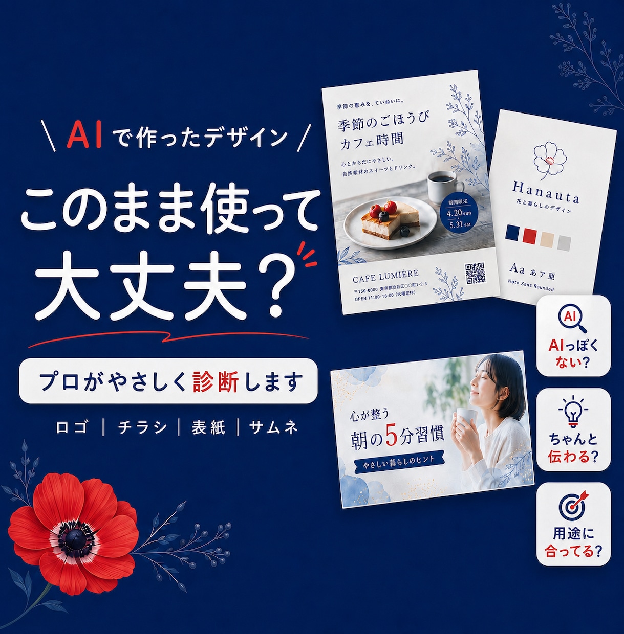 AIで作ったデザインをプロが診断します 「このまま使って大丈夫？」をプロ目線で診断 イメージ1