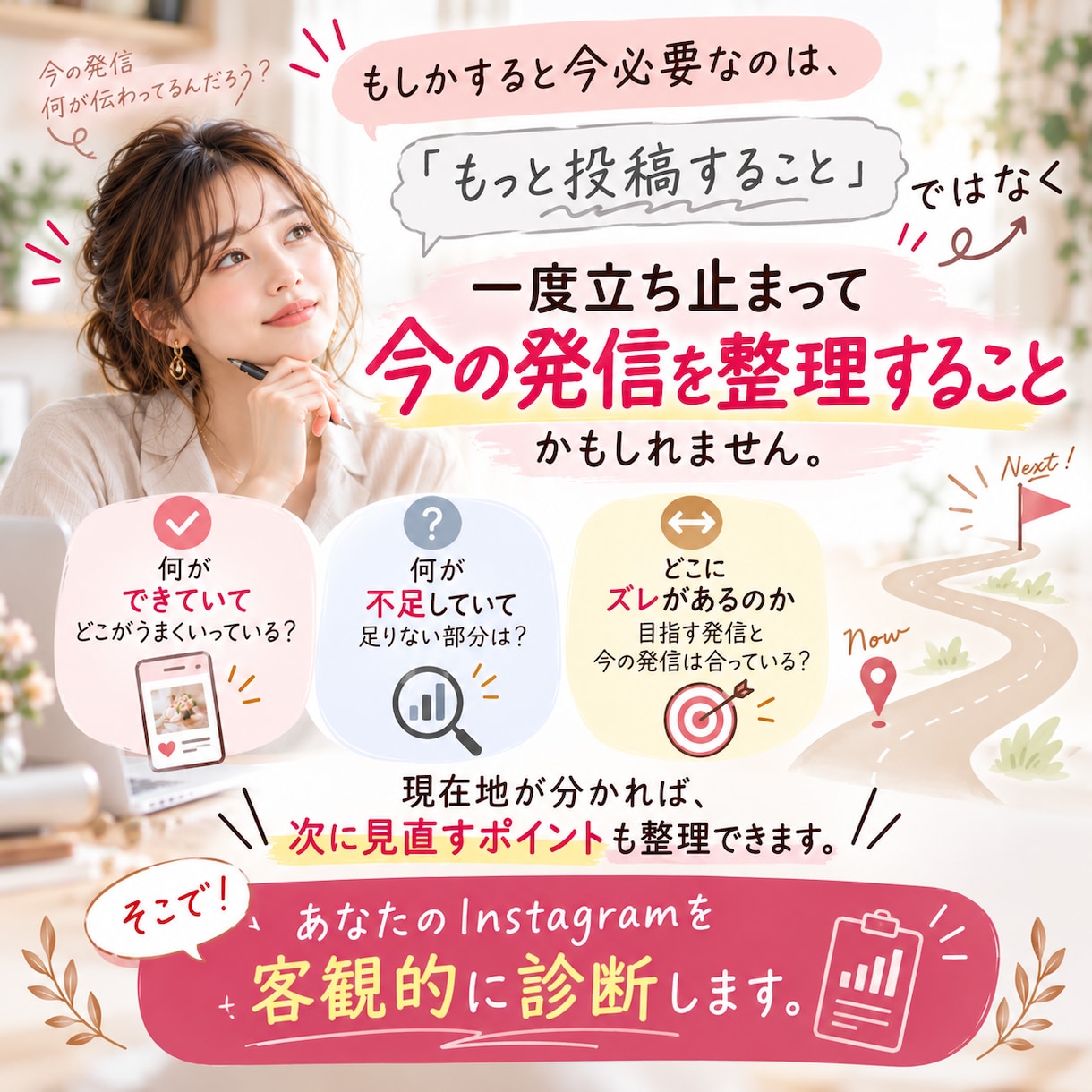 モニター募集中 | インスタ発信を診断します 頑張って発信しているのに、何を直せばいいか分からないあなたへ イメージ3