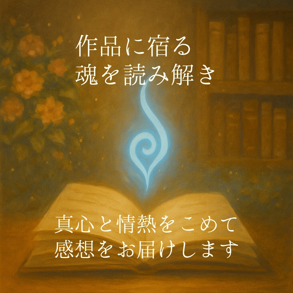 あなたの小説に宿る魂を紐解き、感想をお贈りします 「価値」ではなく「愛」の観点で作品を読ませてください。 イメージ1