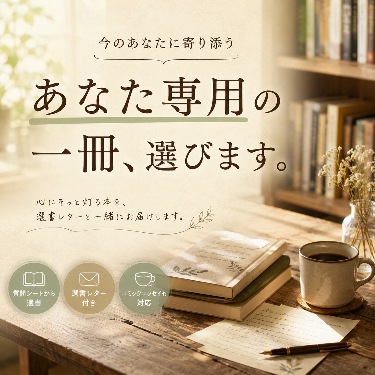 あなたのための一冊お届けします 「ふらっと書房の一冊便」今のあなたへ贈るエッセイ イメージ1