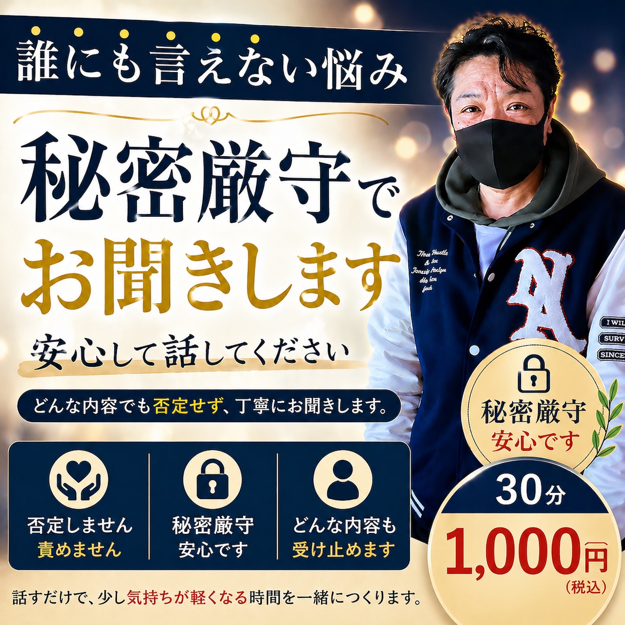 誰にも言えない悩み、秘密厳守でお聞きします 誰にも話せない悩み一人で抱え込まないで イメージ1