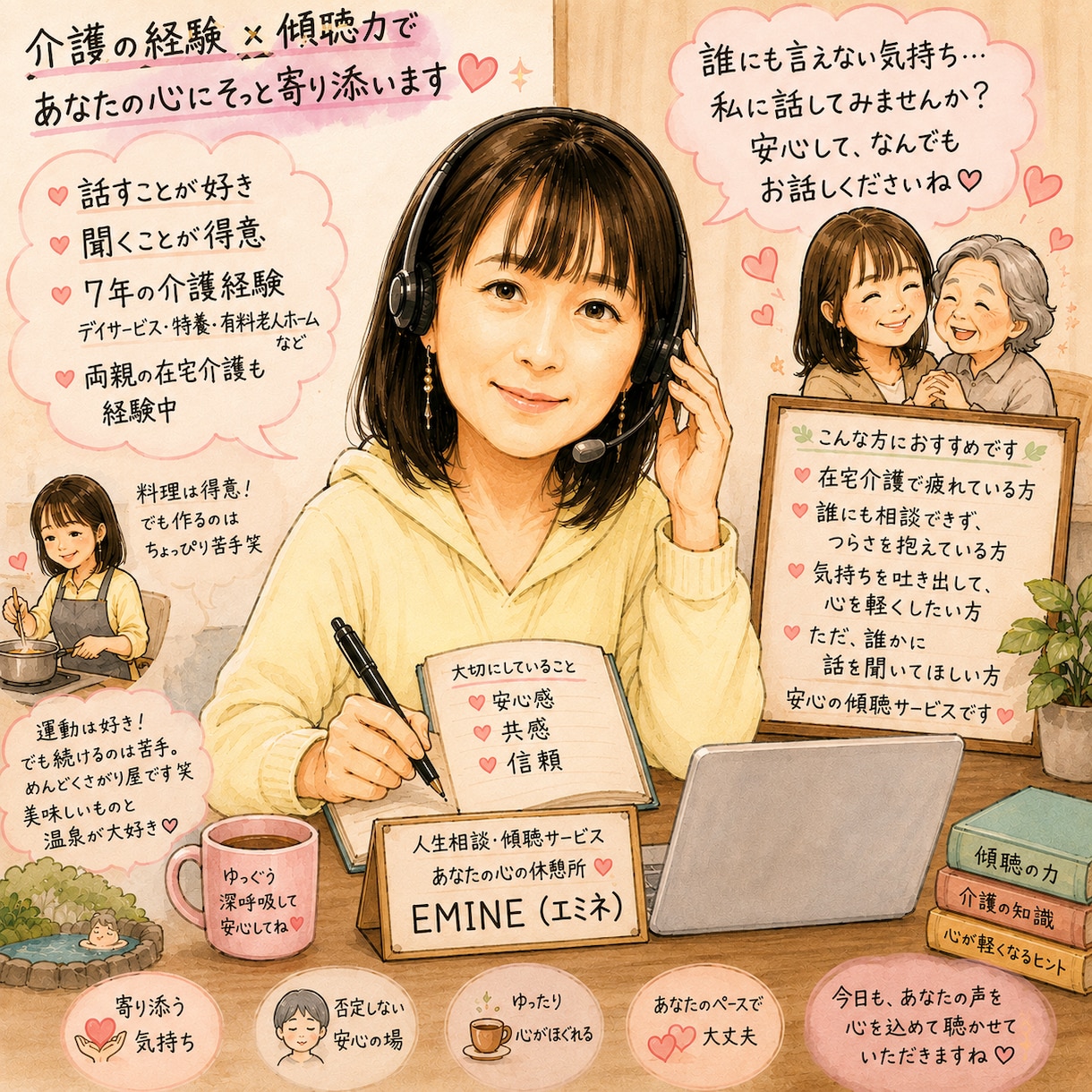 介護職経験7年・家族介護中の私が聞きます 介護する人の心の休憩室です。愚痴・不安・ストレス何でもどうぞ イメージ1