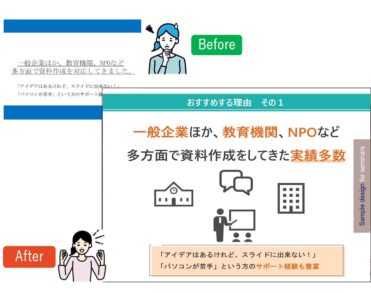 ビジョンと信頼が伝わるパワポ資料作成、代行します パソコンが苦手な方、忙しく作業時間のない方のお手伝いをします イメージ6