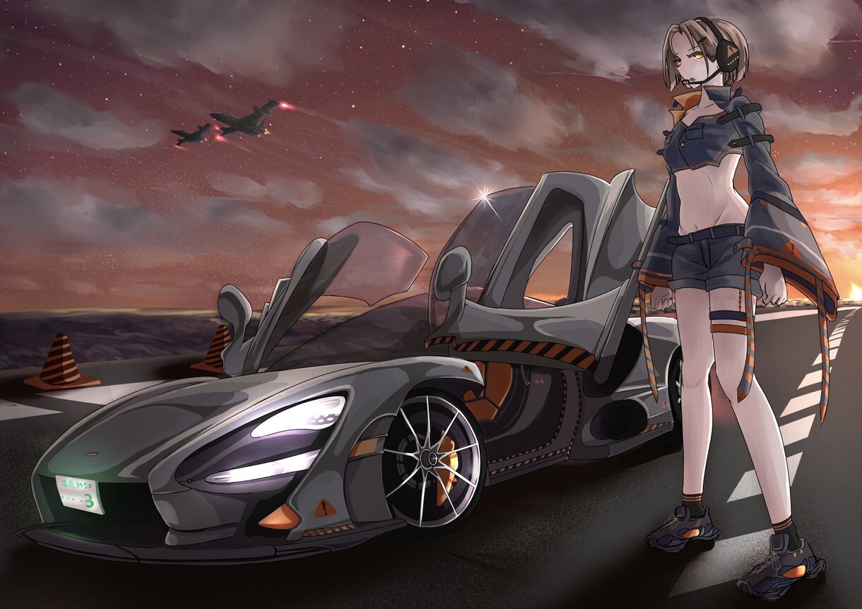 車とキャライラストの制作します カッコイイ車と かわいいキャラを1枚絵に！ イメージ8