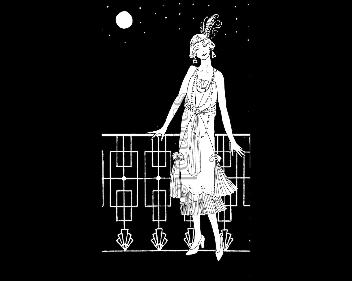 ヴィンテージ風モノクロファッション画お描きします 商用オプション有！メッセージアプリの背景やホーム画面にも◎ イメージ1