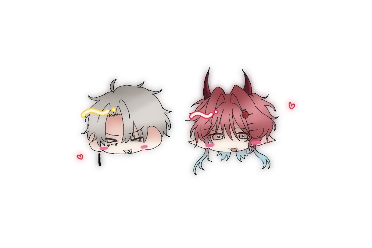 商用〇 2枚セットで可愛いミニキャラを描きます 安く早く可愛いミニキャライラストを描きます イメージ1